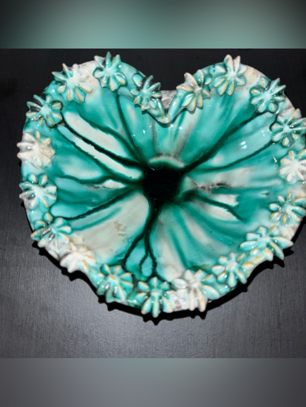 Fratelli Fanciullacci Heart Shaped Pottery Italy 5101A Green